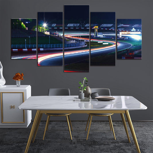 Nurburgring Night Time Lapse 5 Panel Canvas Print Wall Art - GotItHere.com