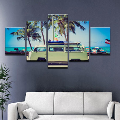 VW Volkswagen Van 5 Panel Canvas Print Wall Art - GotItHere.com