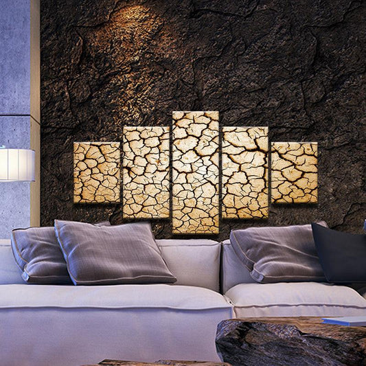 Dried Cracked Mud 5 Panel Canvas Print Wall Art - GotItHere.com