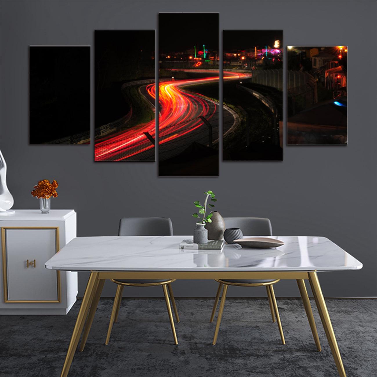 Nurburgring Night Time Lapse 5 Panel Canvas Print Wall Art - GotItHere.com