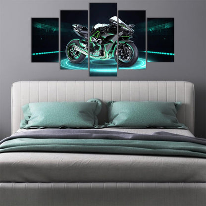 Kawasaki Ninja H2R 5 Panel Canvas Print Wall Art - GotItHere.com