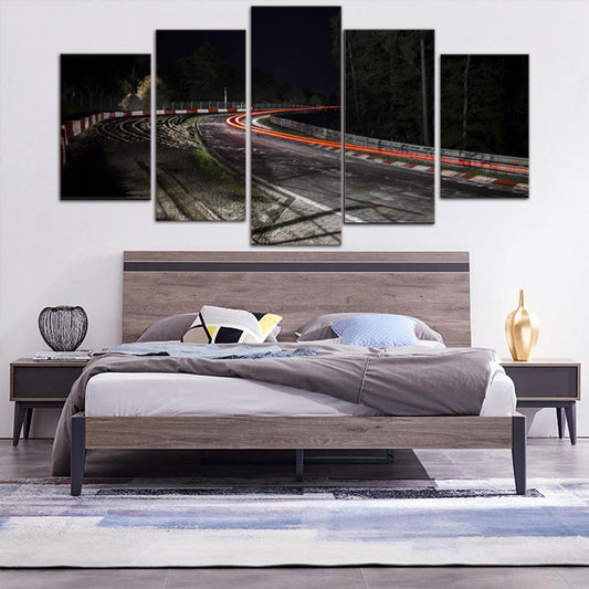 Nurburgring Night Time Lapse 5 Panel Canvas Print Wall Art - GotItHere.com