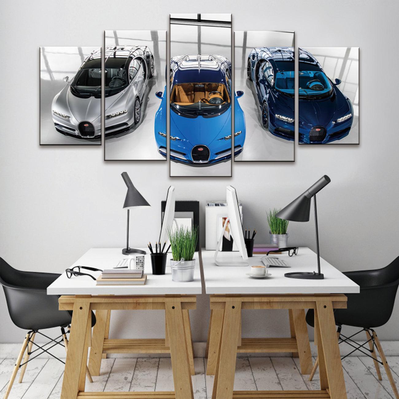 Bugatti Chirons 5 Panel Canvas Print Wall Art - GotItHere.com