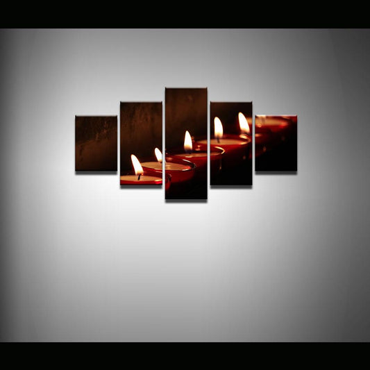 Prayer Candles 5 Panel Canvas Print Wall Art - GotItHere.com