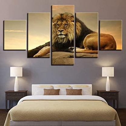 Lion 5 Panel Canvas Print Wall Art - GotItHere.com