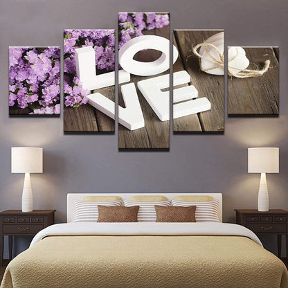 Lavender LOVE 5 Panel Canvas Print Wall Art - GotItHere.com