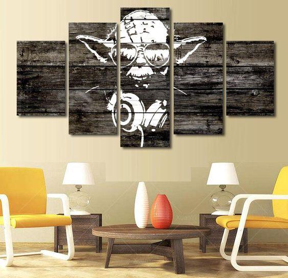 Star Wars DJ Yoda 5 Panel Canvas Print Wall Art - GotItHere.com