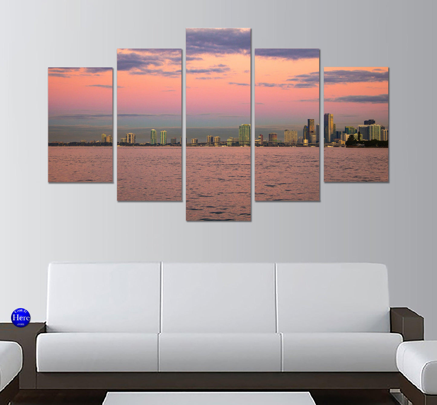 Aerial Shot Downtown Miami Sunset 5 Panel Canvas Print Wall Art - GotItHere.com