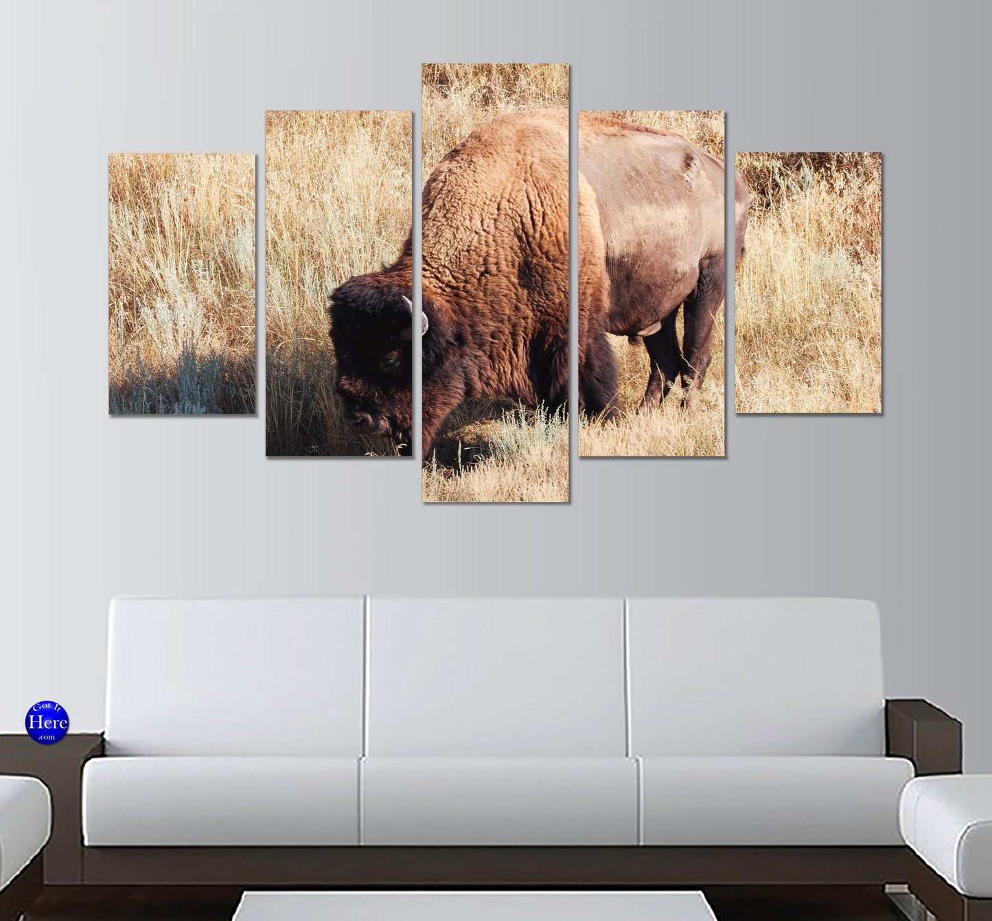 American Buffalo At Theodore Roosevelt National Park 5 Panel Canvas Print Wall Art - GotItHere.com