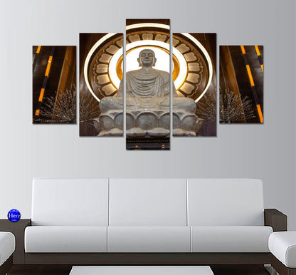 Buddha Statue 5 Panel Canvas Print Wall Art - GotItHere.com