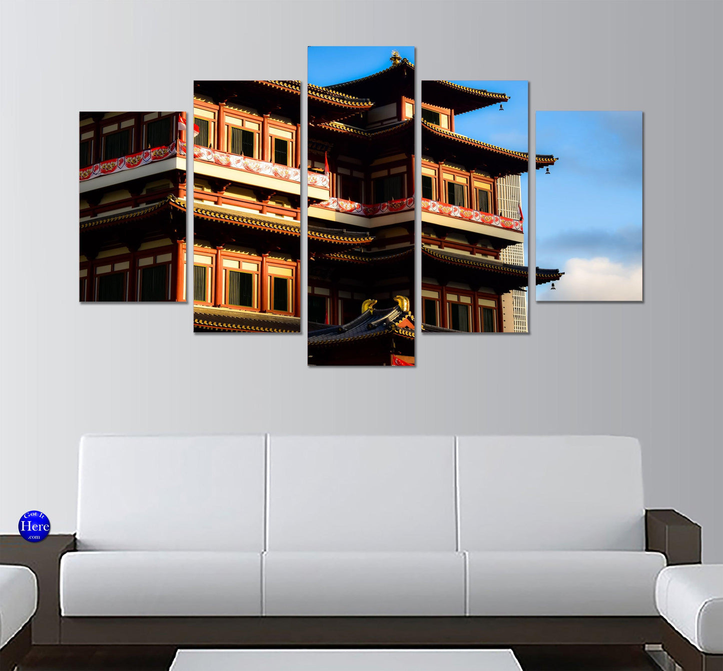 Buddha Tooth Relic Temple and Museum in Singapore 5 Panel Canvas Print Wall Art - GotItHere.com