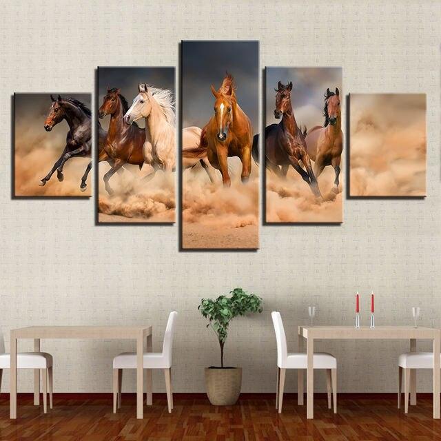 Kick The Dust Up Wild Mustangs 5 Panel Canvas Print Wall Art - GotItHere.com