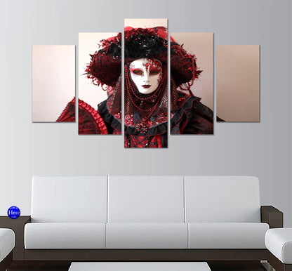 Carnival Of Venice Masquerade Costume 5 Panel Canvas Print Wall Art - GotItHere.com