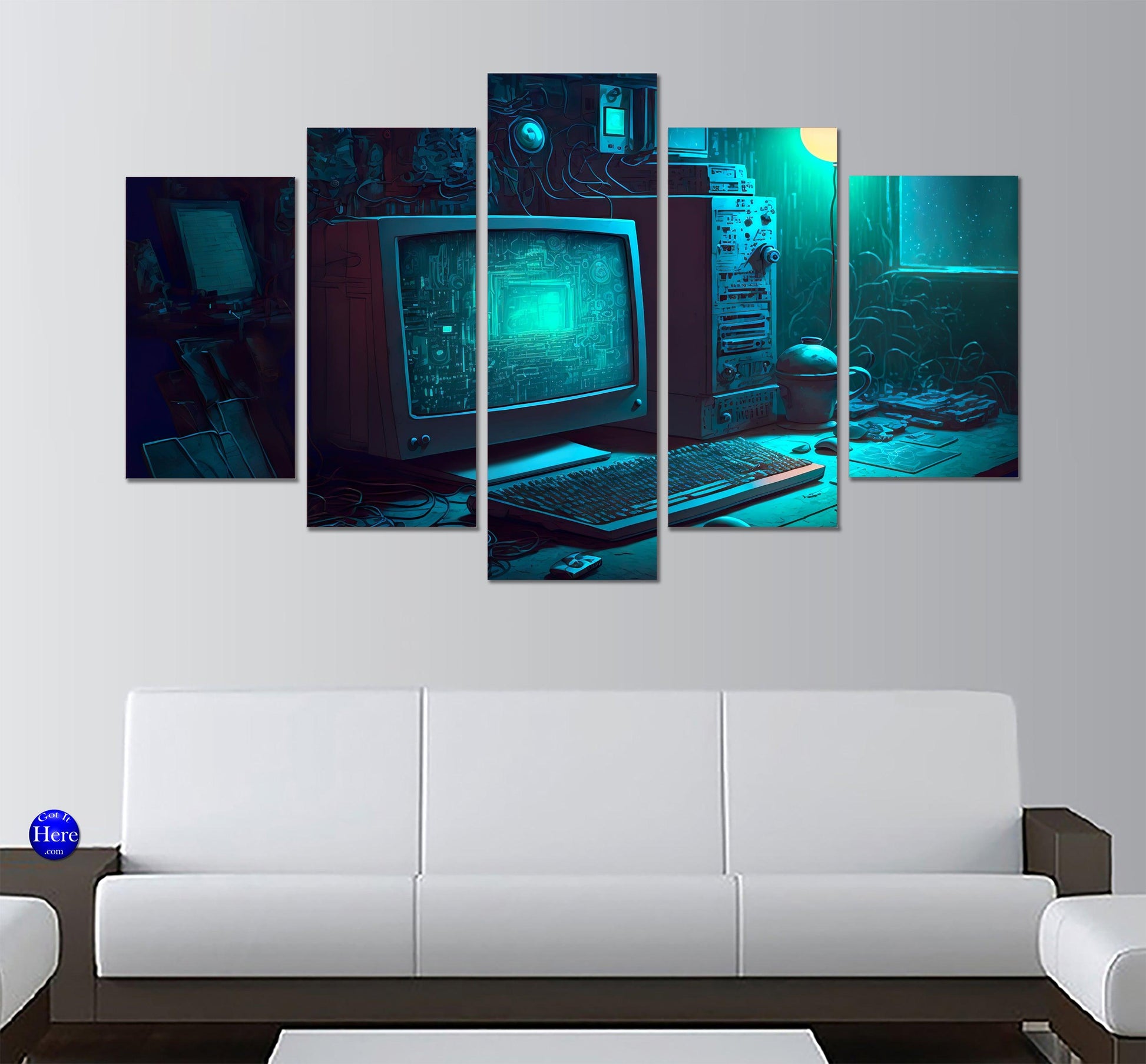 Computer Workstation AI Generated 5 Panel Canvas Print Wall Art - GotItHere.com