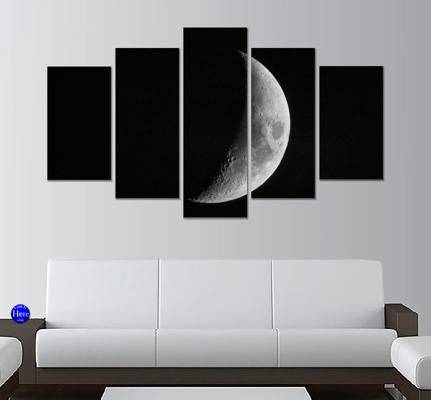 Crescent Moon 5 Panel Canvas Print Wall Art - GotItHere.com