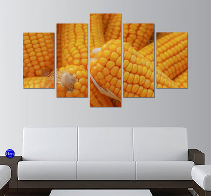 Ears Of Corn Closeup 5 Panel Canvas Print Wall Art - GotItHere.com
