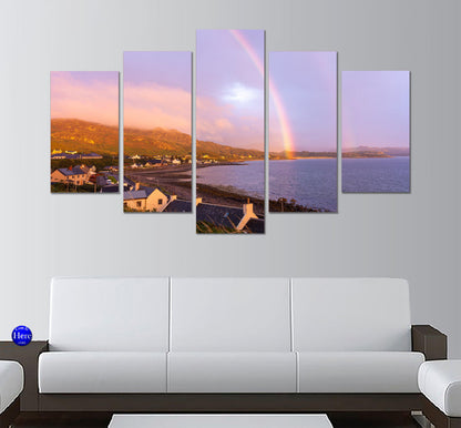 End Of The Rainbow Gairloch Scotland 5 Panel Canvas Print Wall Art - GotItHere.com