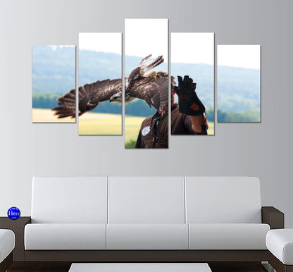 Falconry 5 Panel Canvas Print Wall Art - GotItHere.com