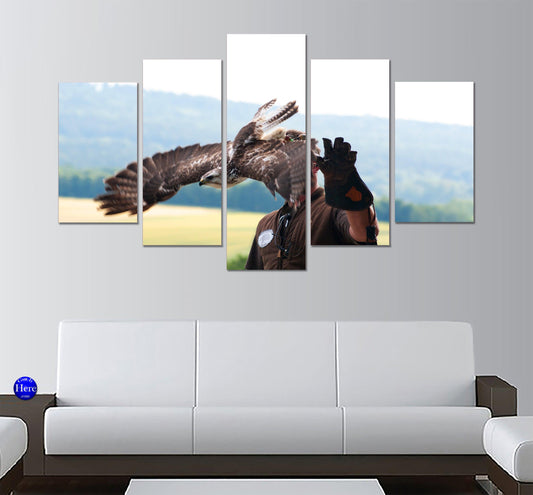 Falconry 5 Panel Canvas Print Wall Art - GotItHere.com