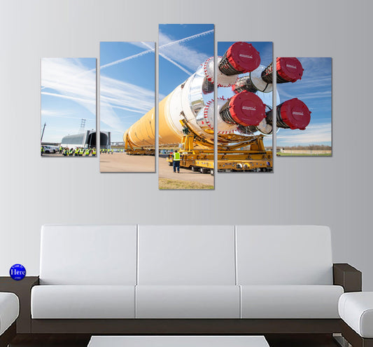 First Artemis Rocket Stage Moved onto NASA Barge Ahead of Green Run 5 Panel Canvas Print Wall Art - GotItHere.com