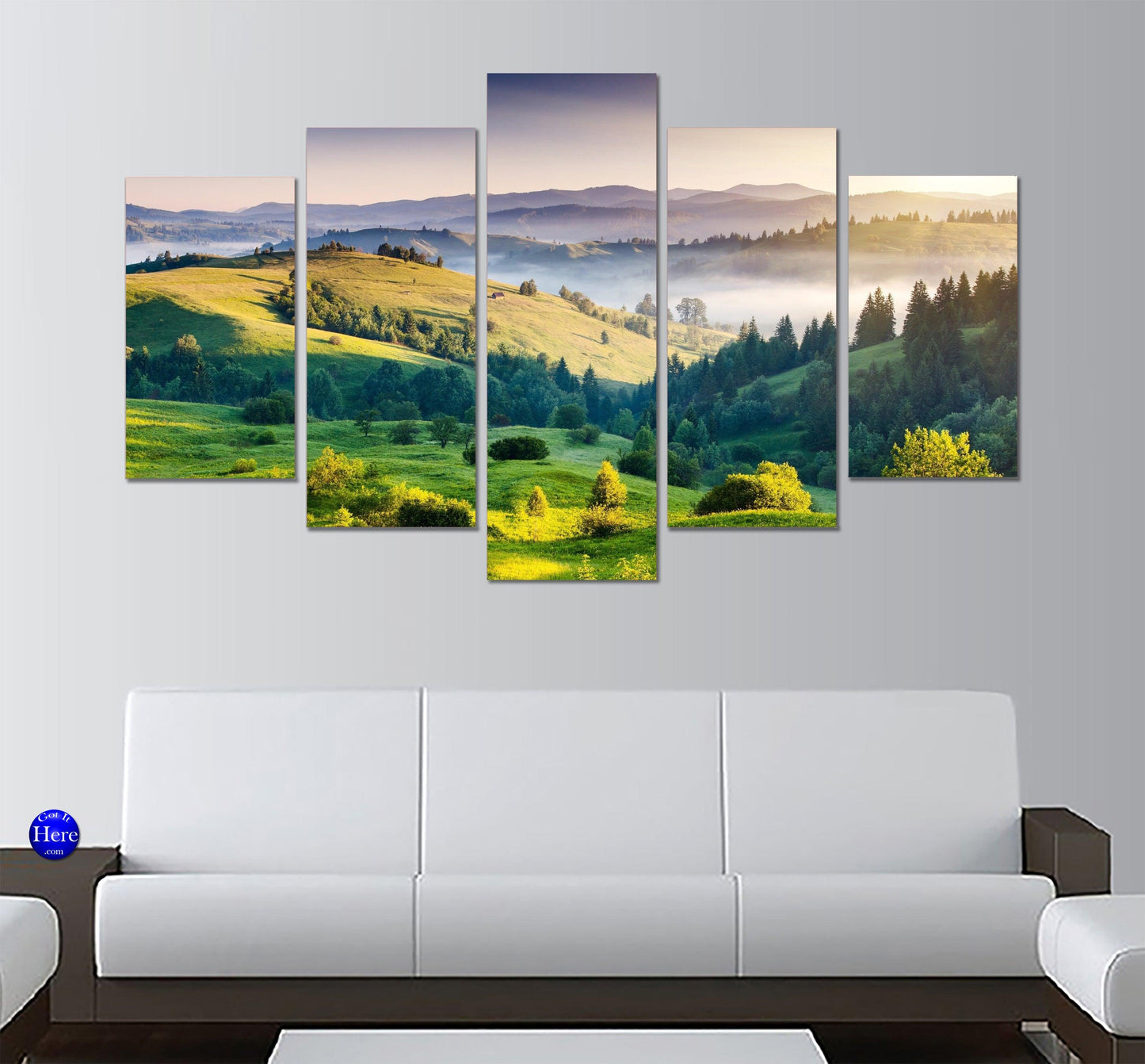 Grass Covered Rolling Hills 5 Panel Canvas Print Wall Art - GotItHere.com