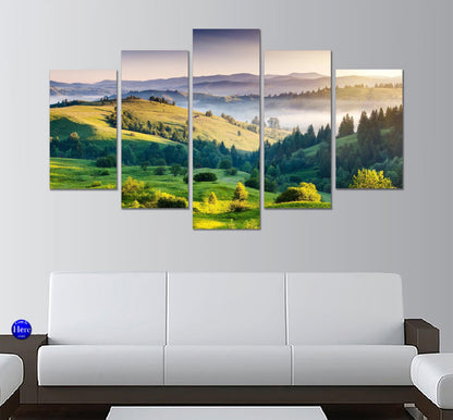 Grass Covered Rolling Hills 5 Panel Canvas Print Wall Art - GotItHere.com
