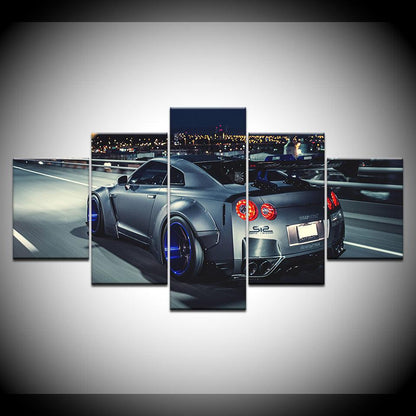 Nissan GT-R 5 Panel Canvas Print Wall Art - GotItHere.com