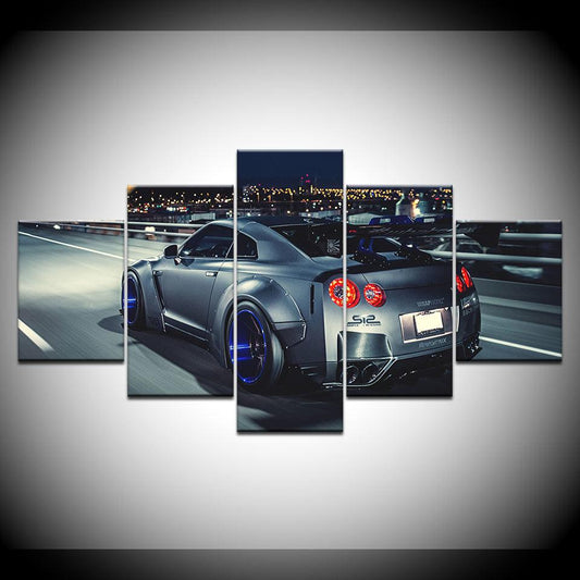 Nissan GT-R 5 Panel Canvas Print Wall Art - GotItHere.com