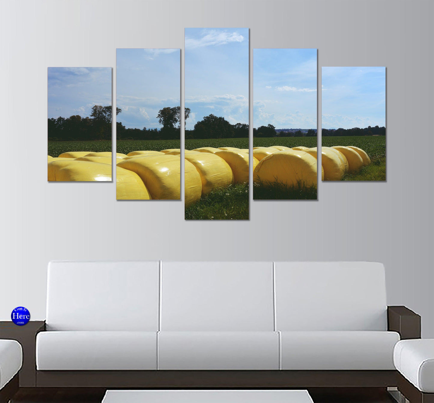 Hay Bales Wrapped 5 Panel Canvas Print Wall Art - GotItHere.com