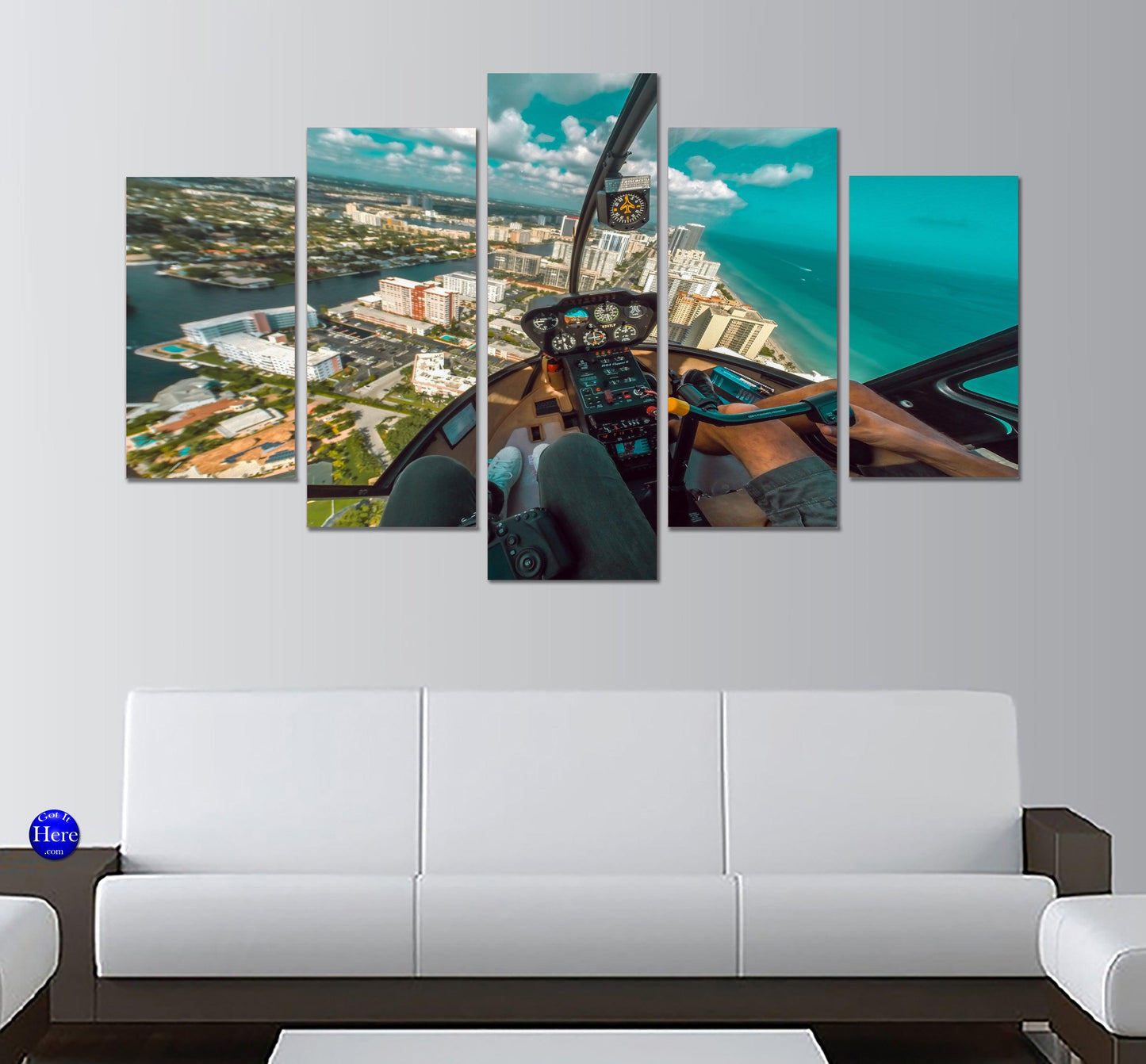 Helicopter Tour Miami Fort Lauderdale 5 Panel Canvas Print Wall Art - GotItHere.com