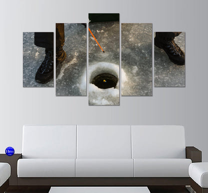 Ice Fishing 5 Panel Canvas Print Wall Art - GotItHere.com