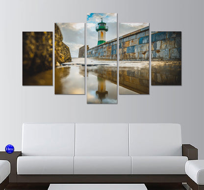 Leuchtturm Sassnitz Rugen Island Germany Lighthouse 5 Panel Canvas Print Wall Art - GotItHere.com