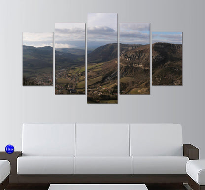 Mountain Town Aveyron France 5 Panel Canvas Print Wall Art - GotItHere.com