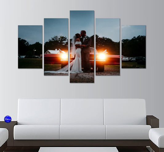 Bride Groom Mustang Wedding 5 Panel Canvas Print Wall Art - GotItHere.com