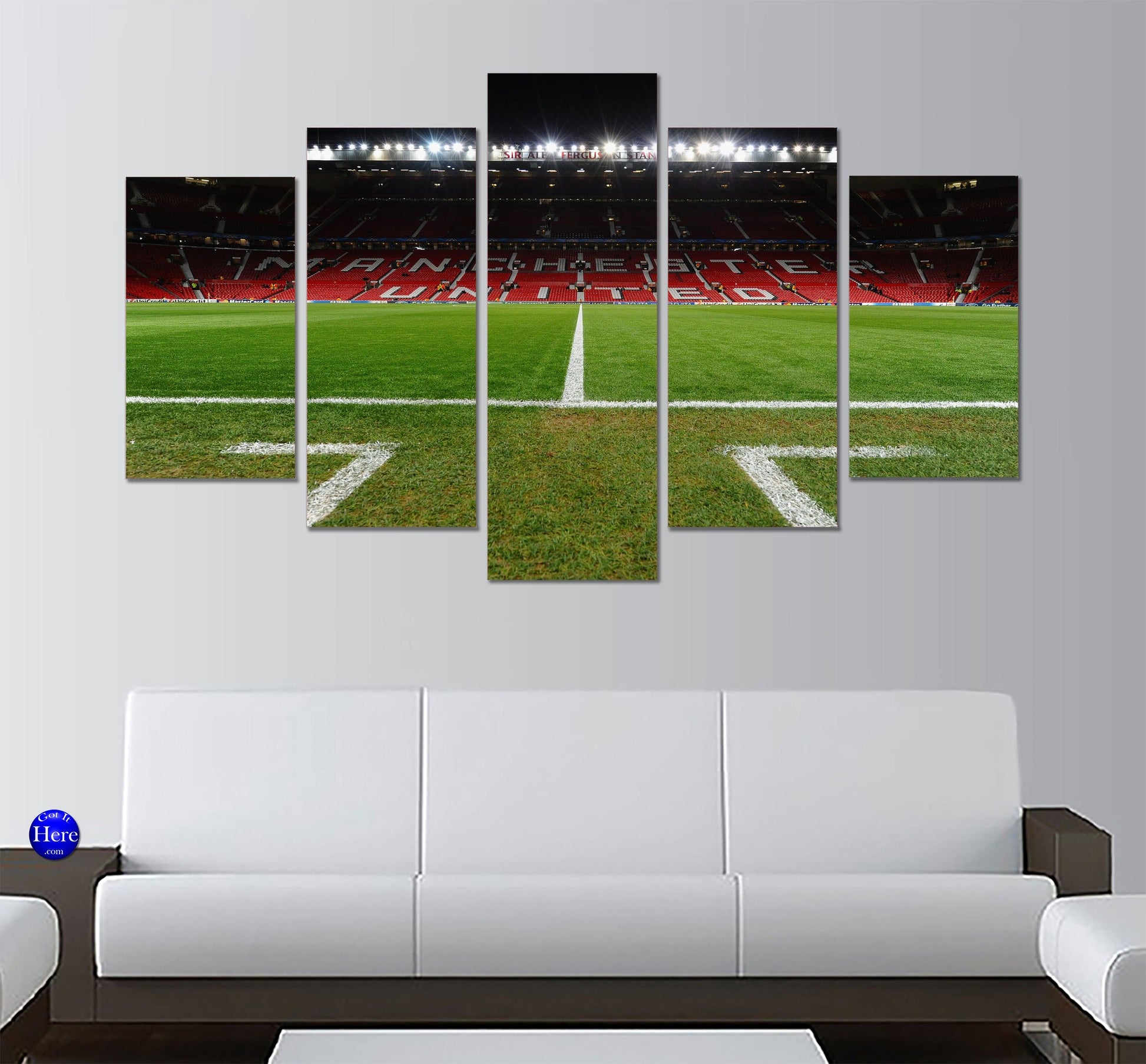 Old Trafford Pitch Manchester United 5 Panel Canvas Print Wall Art - GotItHere.com