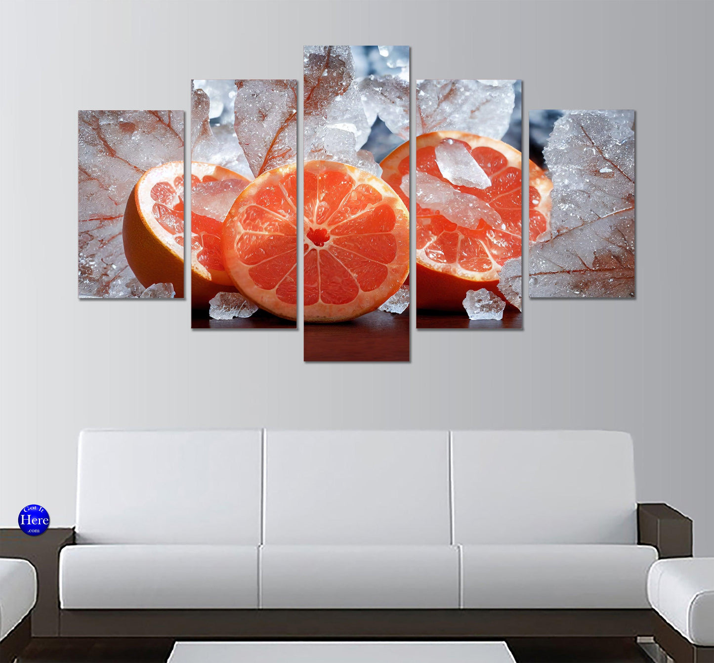 Orange Slices On Ice 5 Panel Canvas Print Wall Art - GotItHere.com