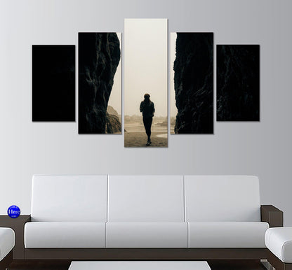 Oregon Beach Cave 5 Panel Canvas Print Wall Art - GotItHere.com