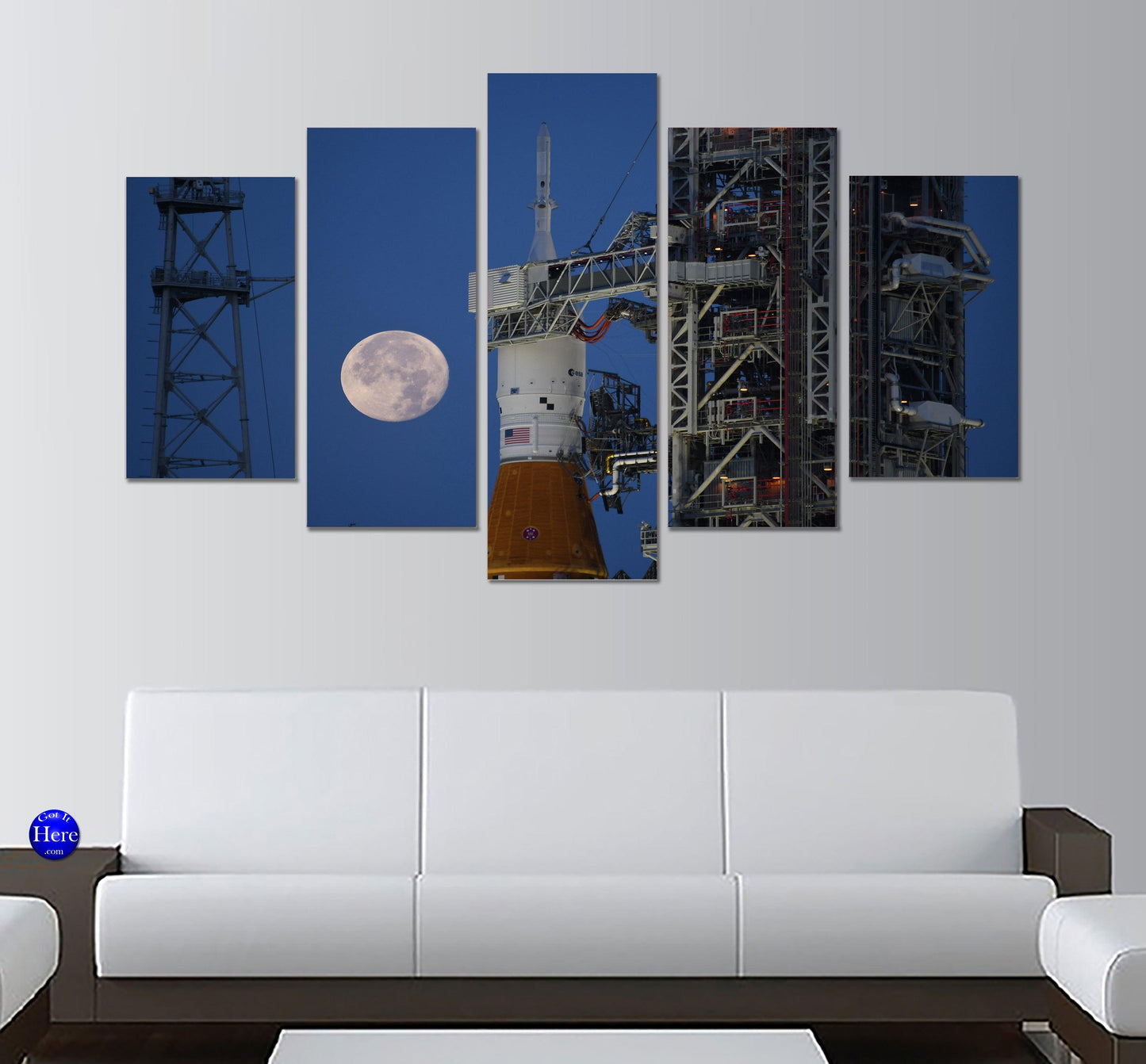 Orion Spacecraft Artemis I SLS Full Moon 5 Panel Canvas Print Wall Art - GotItHere.com