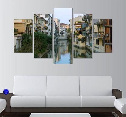 Padua Italy Canal 5 Panel Canvas Print Wall Art - GotItHere.com