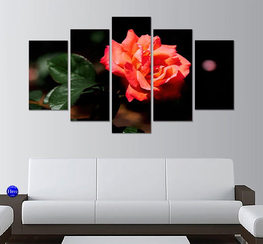 Pink Rose 5 Panel Canvas Print Wall Art - GotItHere.com