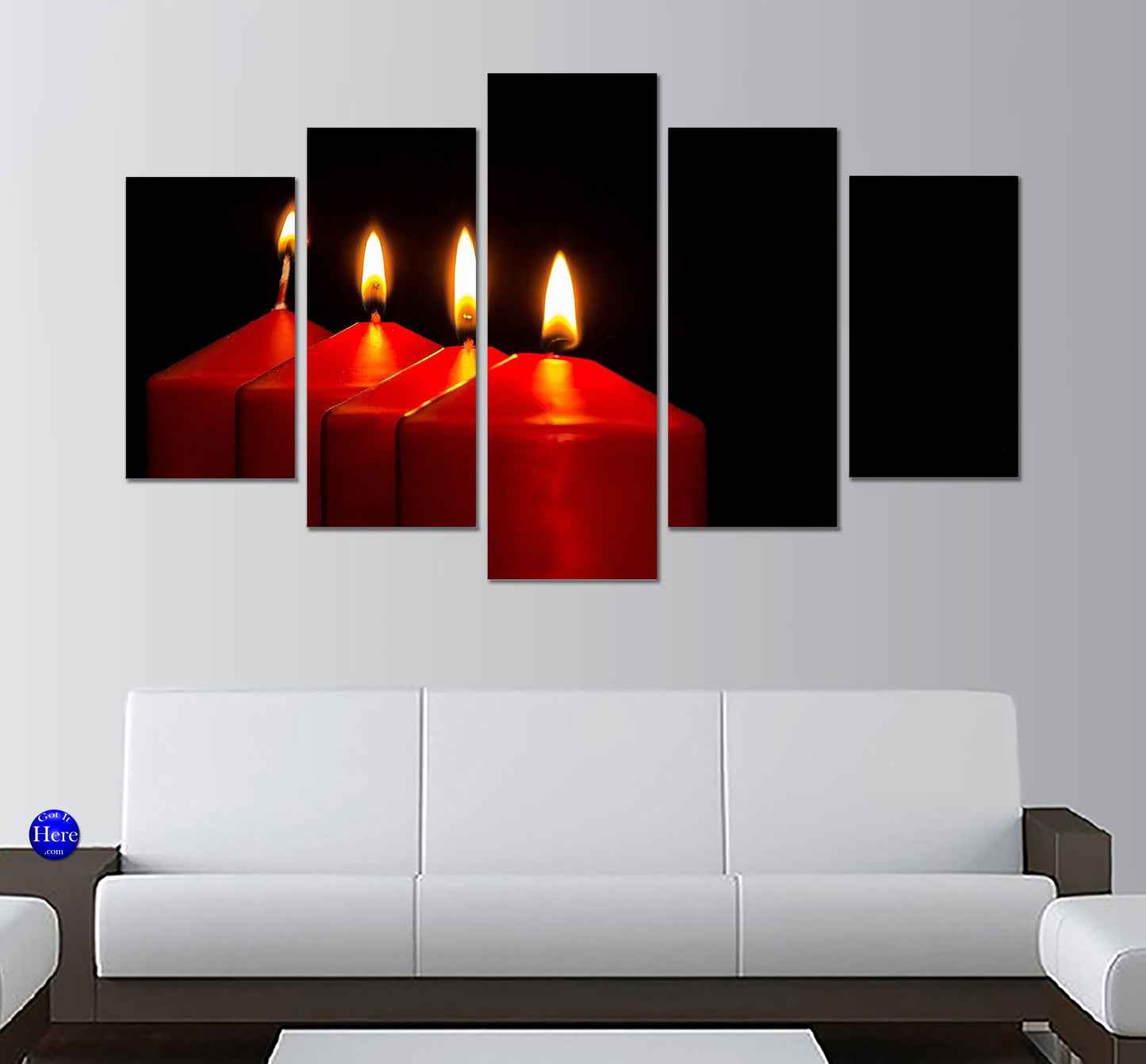 Red Advent Candles Christmas 5 Panel Canvas Print Wall Art - GotItHere.com