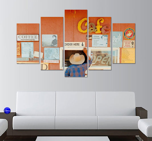 Rodeo Cowboy Cafe 5 Panel Canvas Print Wall Art - GotItHere.com