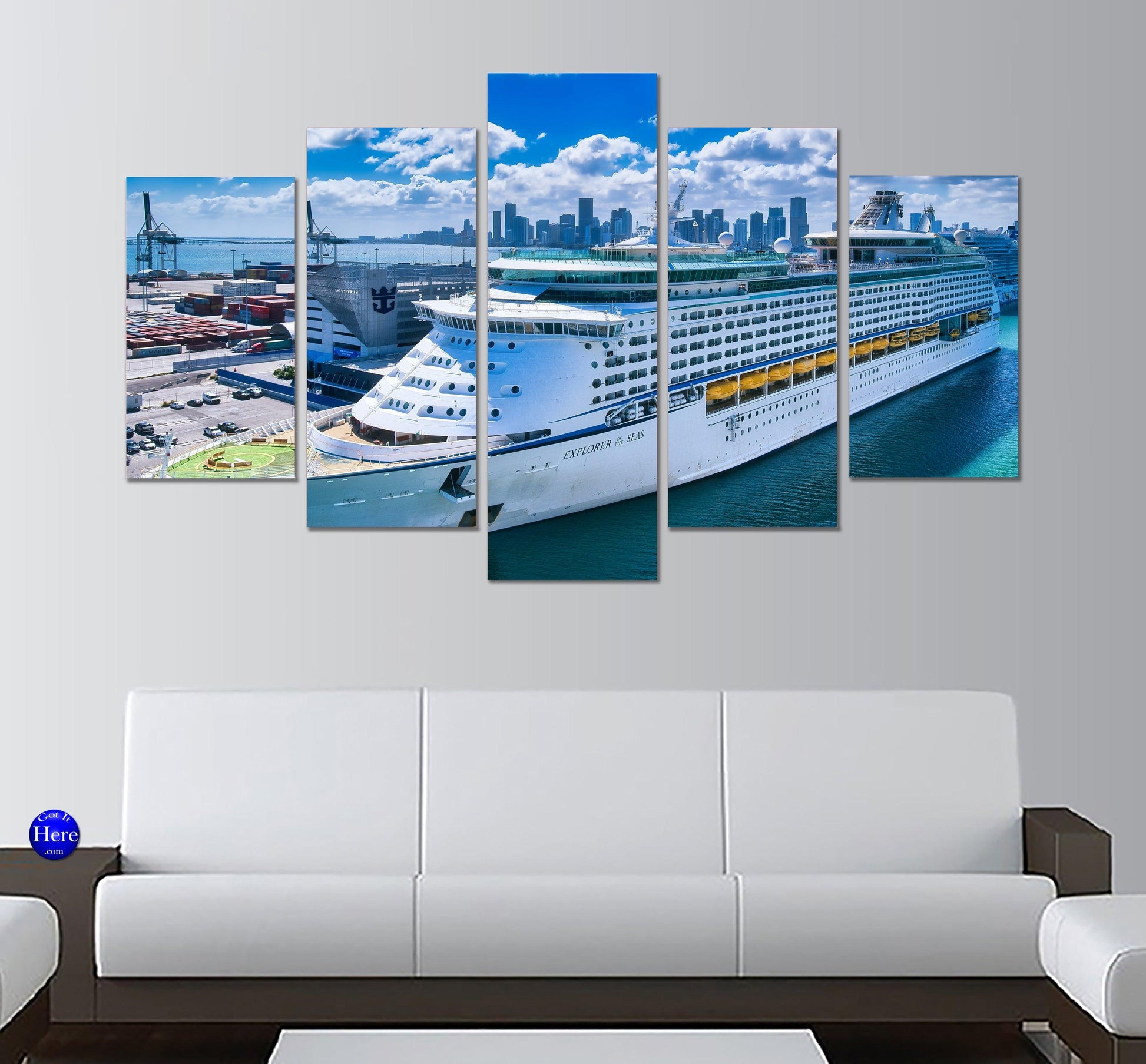 Royal Caribbean Explorer Of The Seas Port Miami 5 Panel Canvas Print Wall Art - GotItHere.com