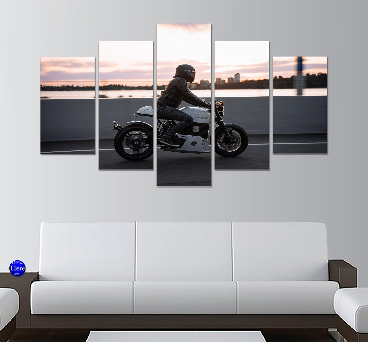 Savic Motorcycles C-Series Electric Motorcycle 5 Panel Canvas Print Wall Art - GotItHere.com