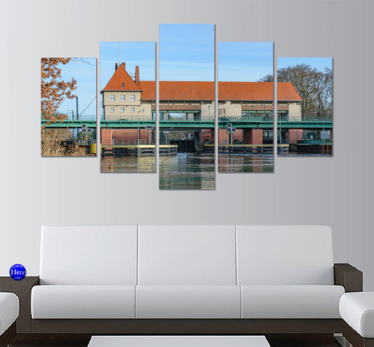 Sluice Kleinmachnow Teltow Canal Kleinmachnow, Germany 5 Panel Canvas Print Wall Art - GotItHere.com