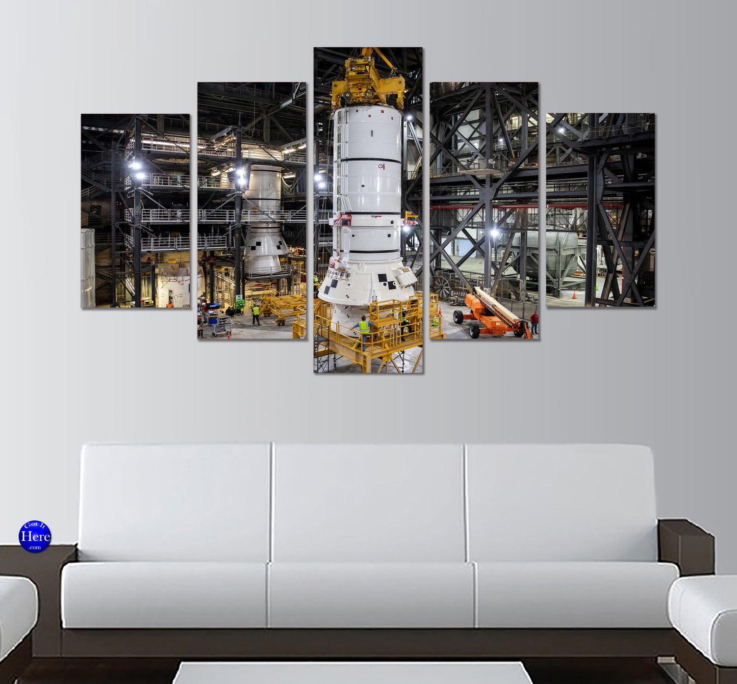 Solid Rocket Boosters Stacking for Artemis I Mission 5 Panel Canvas Print Wall Art - GotItHere.com