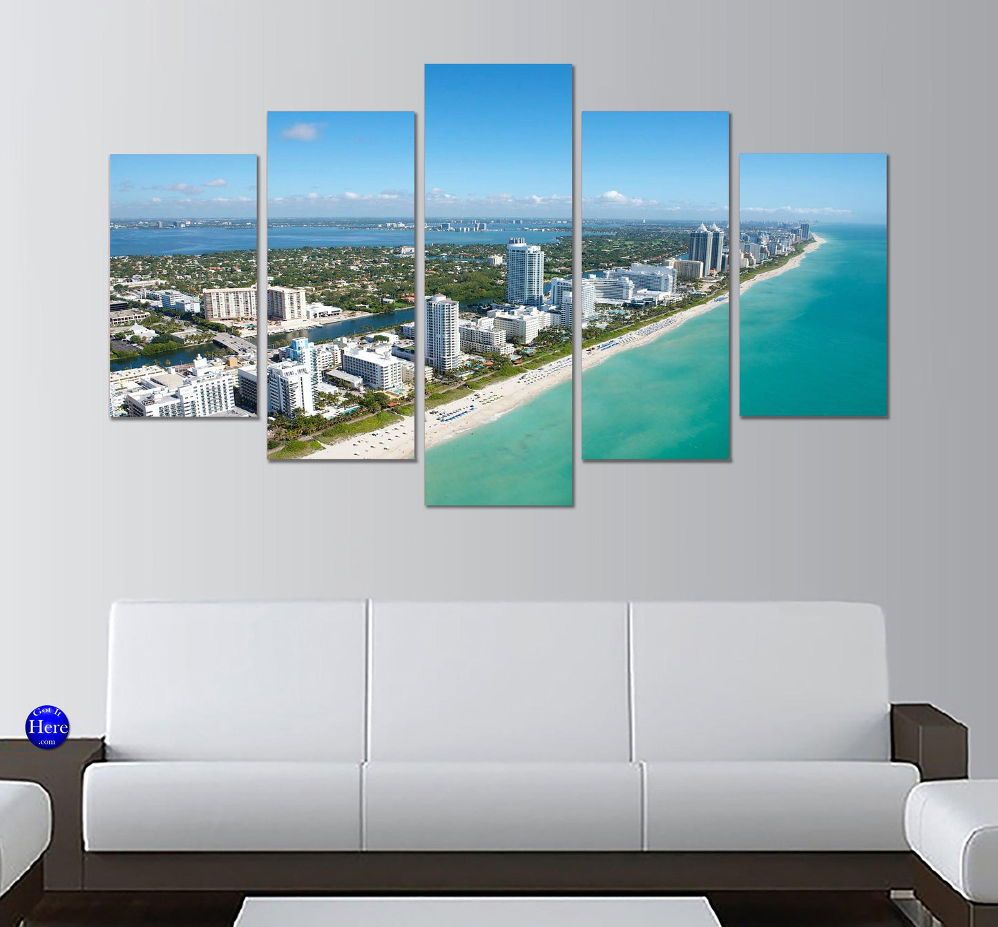 South Florida Beach Waterway 5 Panel Canvas Print Wall Art - GotItHere.com