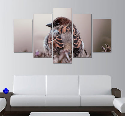Sparrow Resting 5 Panel Canvas Print Wall Art - GotItHere.com