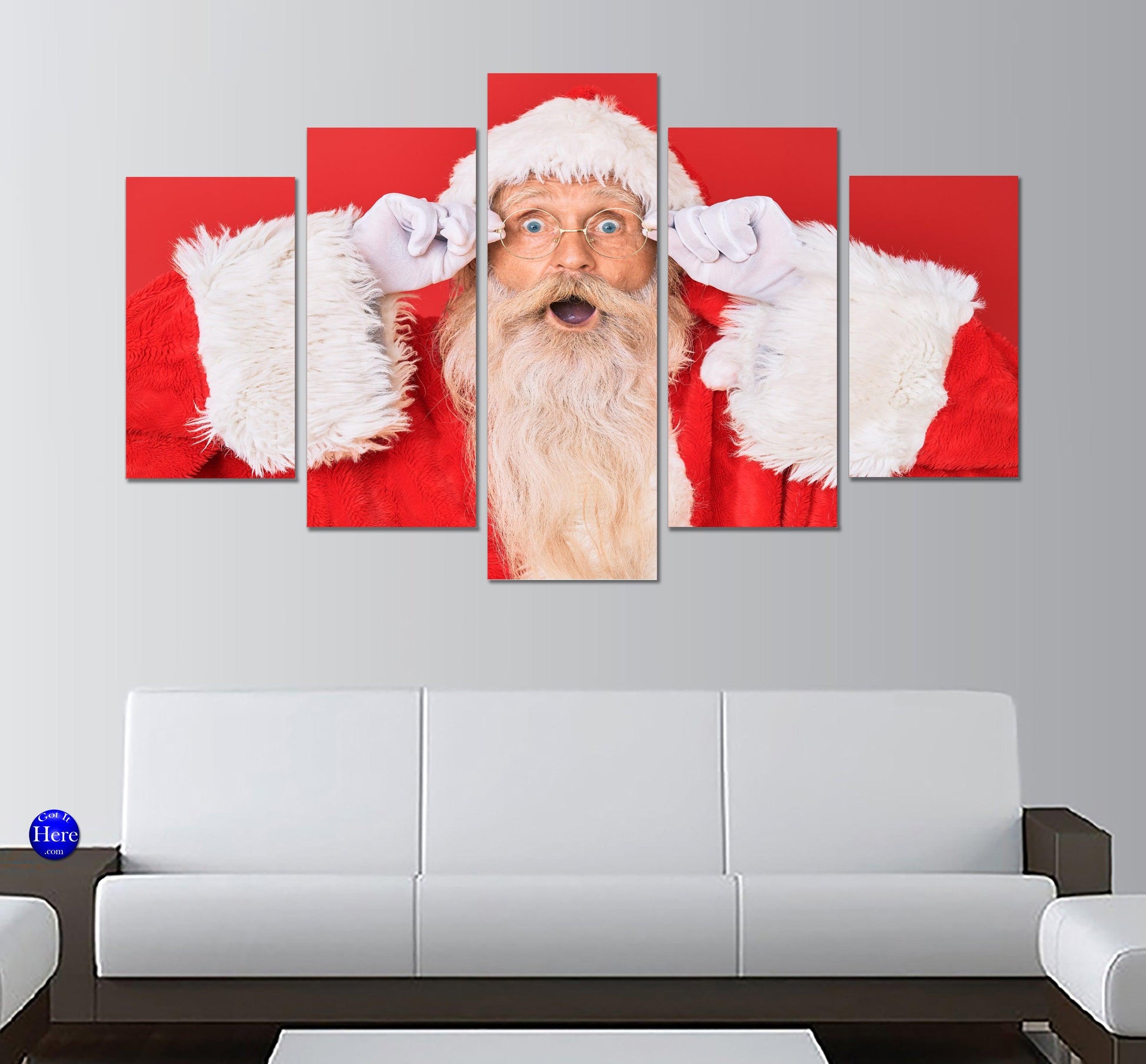 Surprised Santa Claus 5 Panel Canvas Print Wall Art - GotItHere.com