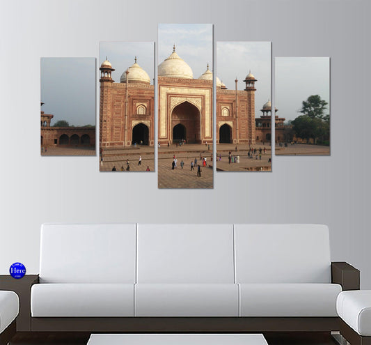 Taj Mahal Agra India 5 Panel Canvas Print Wall Art - GotItHere.com